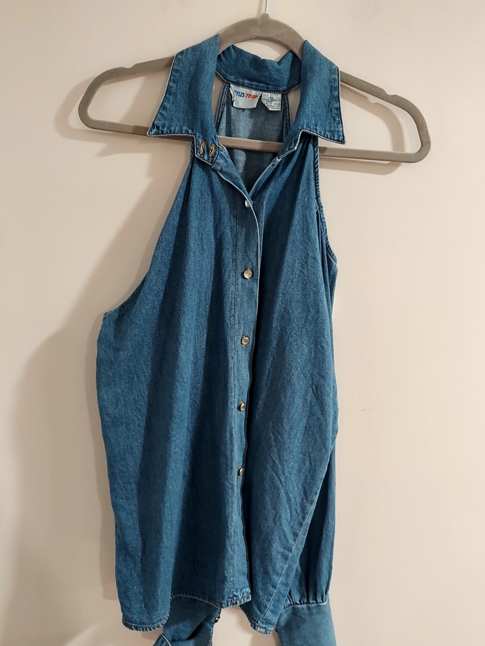 Vintage-Styles to Go cold-shoulder denim shirt